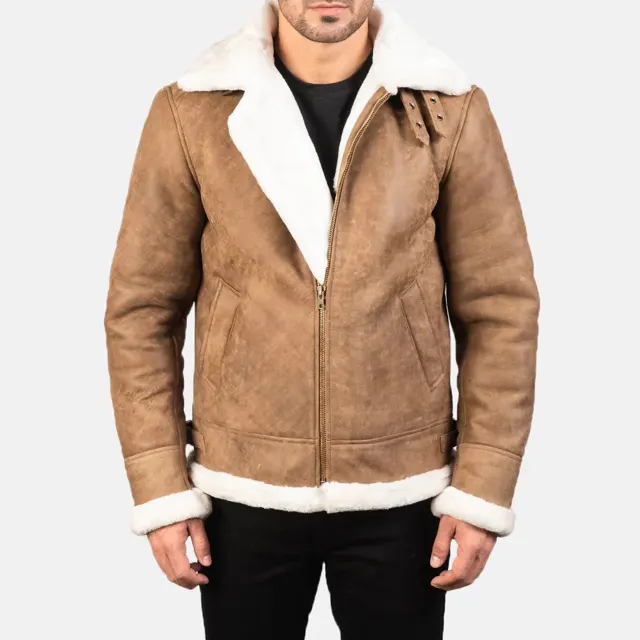 Francis B-3 Distressed Brown Leather Bomber Jacket Jacket