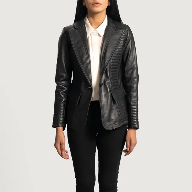 Selina Black leather Blazer