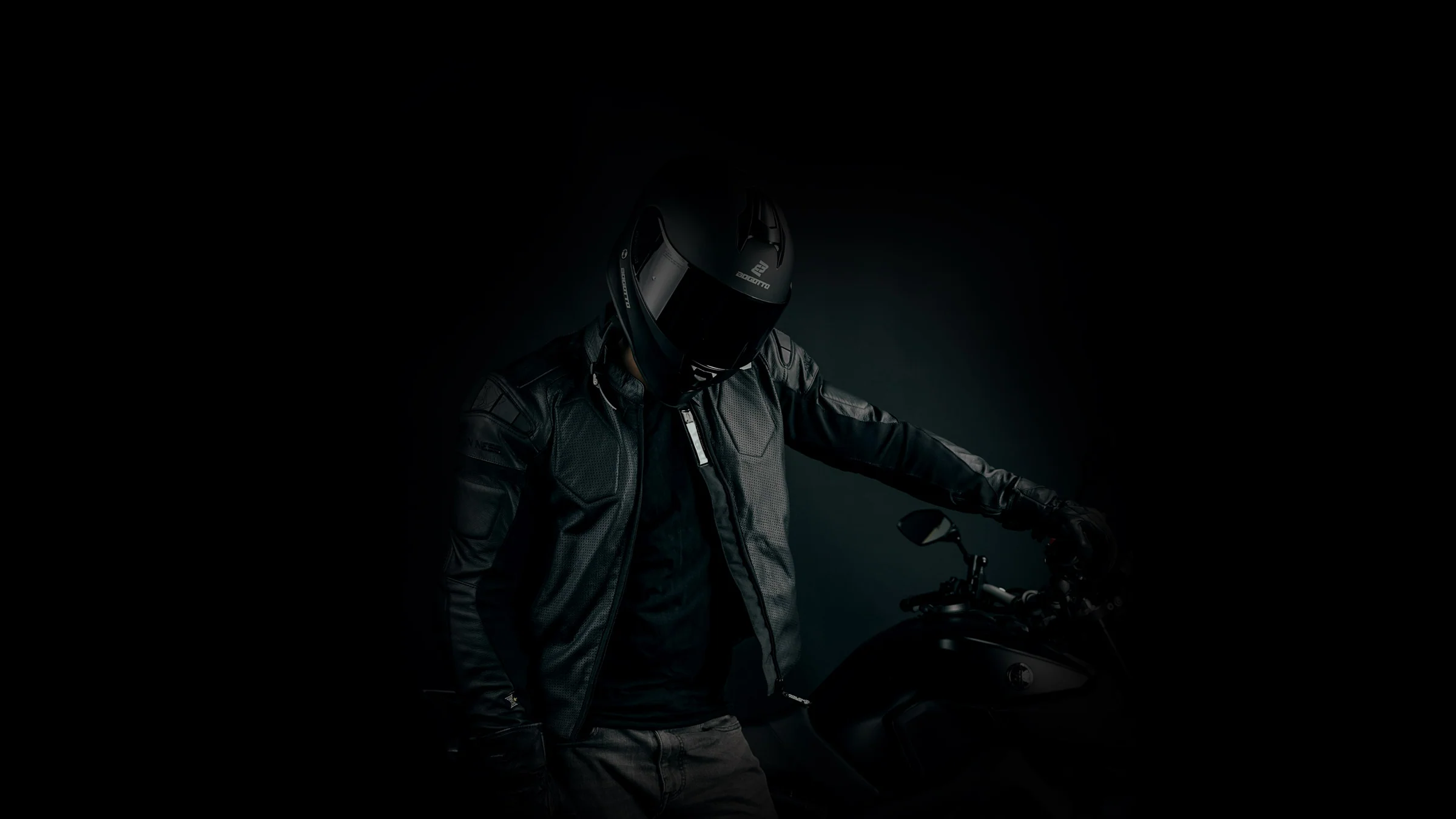 Rider wearing a black leather jacket
